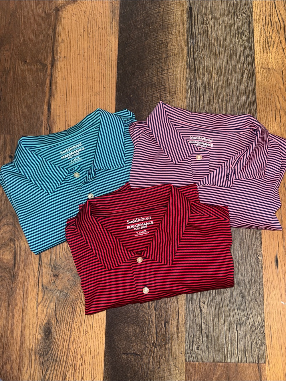Like New! Mens Striped Performance Polo Size XL set of 3